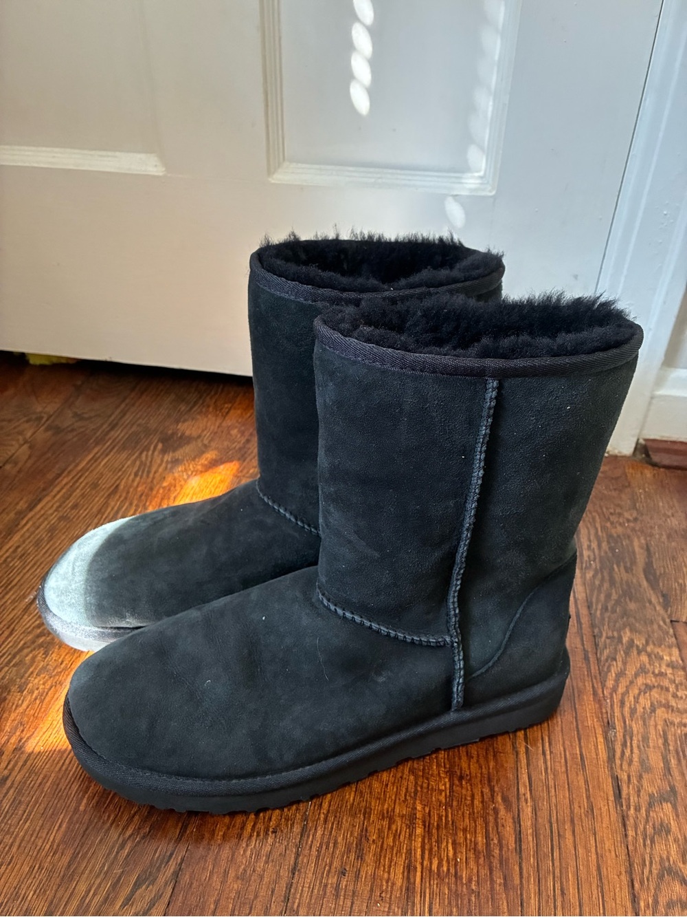 UGG Black Suede Classic Short Shearling Boots